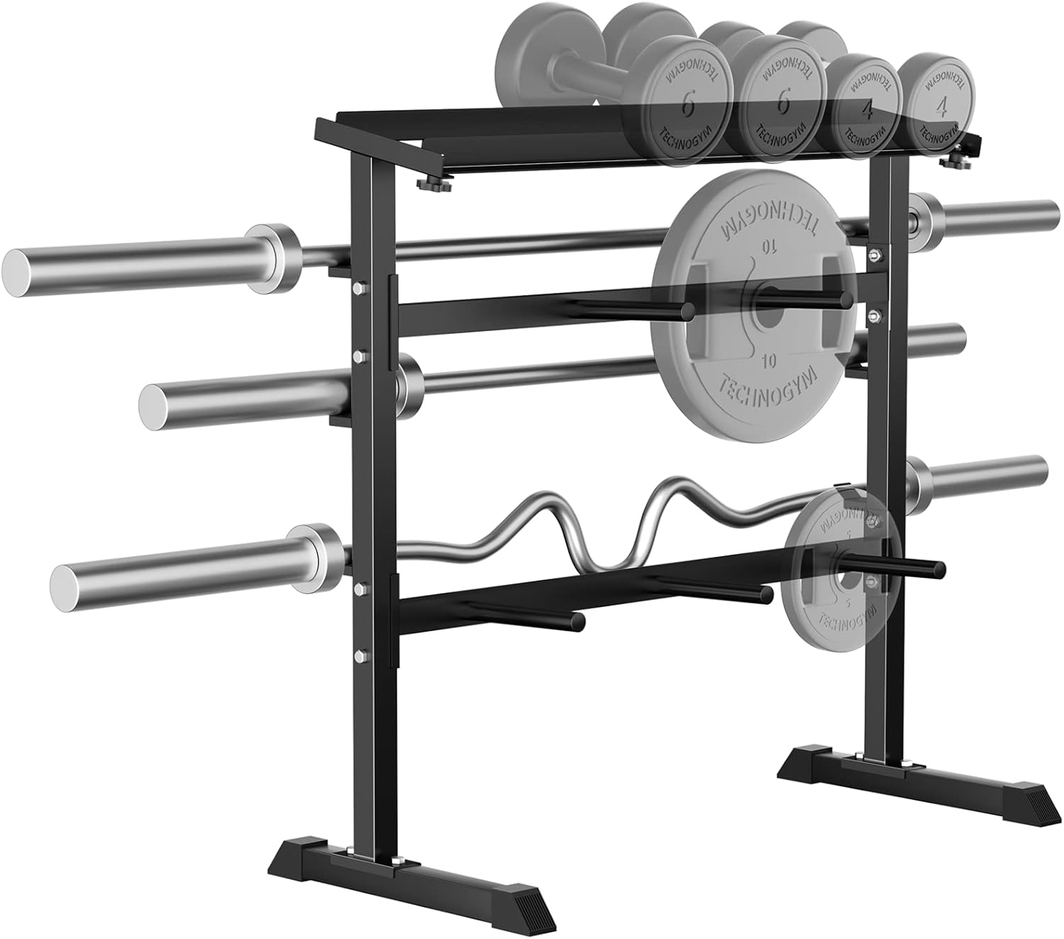 Home Gym Weight - ชั้นวางเก็บน้ำหนักสำหรับฝึกความแข็งแรงที่บ้าน - วัสดุโลหะ สีดำ ดีไซน์กะทัดรัด