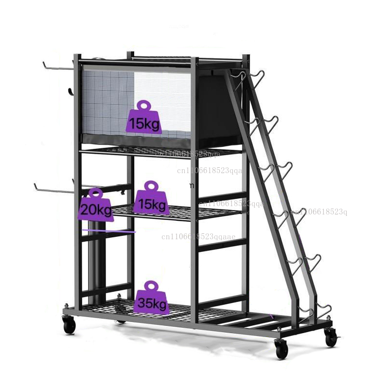 Home Gym Yoga Mat Storage - ชั้นวางอุปกรณ์ออกกำลังกายแบบมีล้อ 4 ล้อ สำหรับเก็บดัมเบล เคทเทิลเบล เสื่อโยคะ