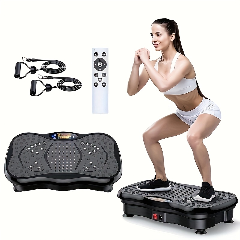 Home Gym Training Program - เครื่องออกกำลังกายพร้อมแถบต้านทาน แท่นสั่นสะเทือนขนาดกะทัดรัดสำหรับการออกกำลังกายทั่วร่างกาย ใช้ได้ทั้งที่บ้านและที่ทำงาน ใช้พลังงานจาก USB ไม่ต้องใช้แบตเตอรี่