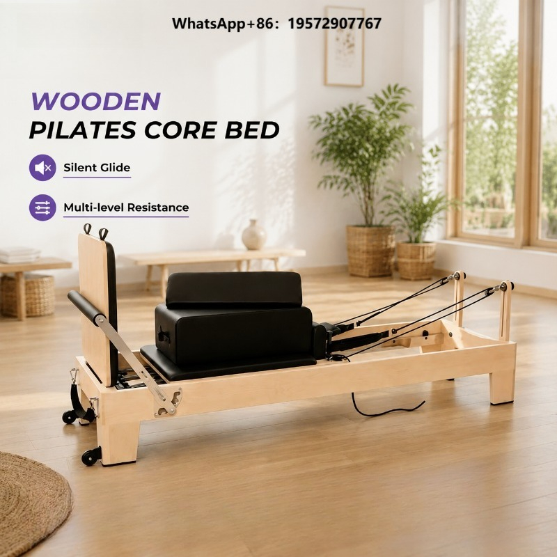 Home Gym Luxury - เครื่องพิลาทิสรีฟอร์มเมอร์ไม้เมเปิลสีขาวสำหรับใช้งานเชิงพาณิชย์ เตียงโยคะปรับระดับได้สำหรับสตูดิโอและยิมในบ้านสุดหรู