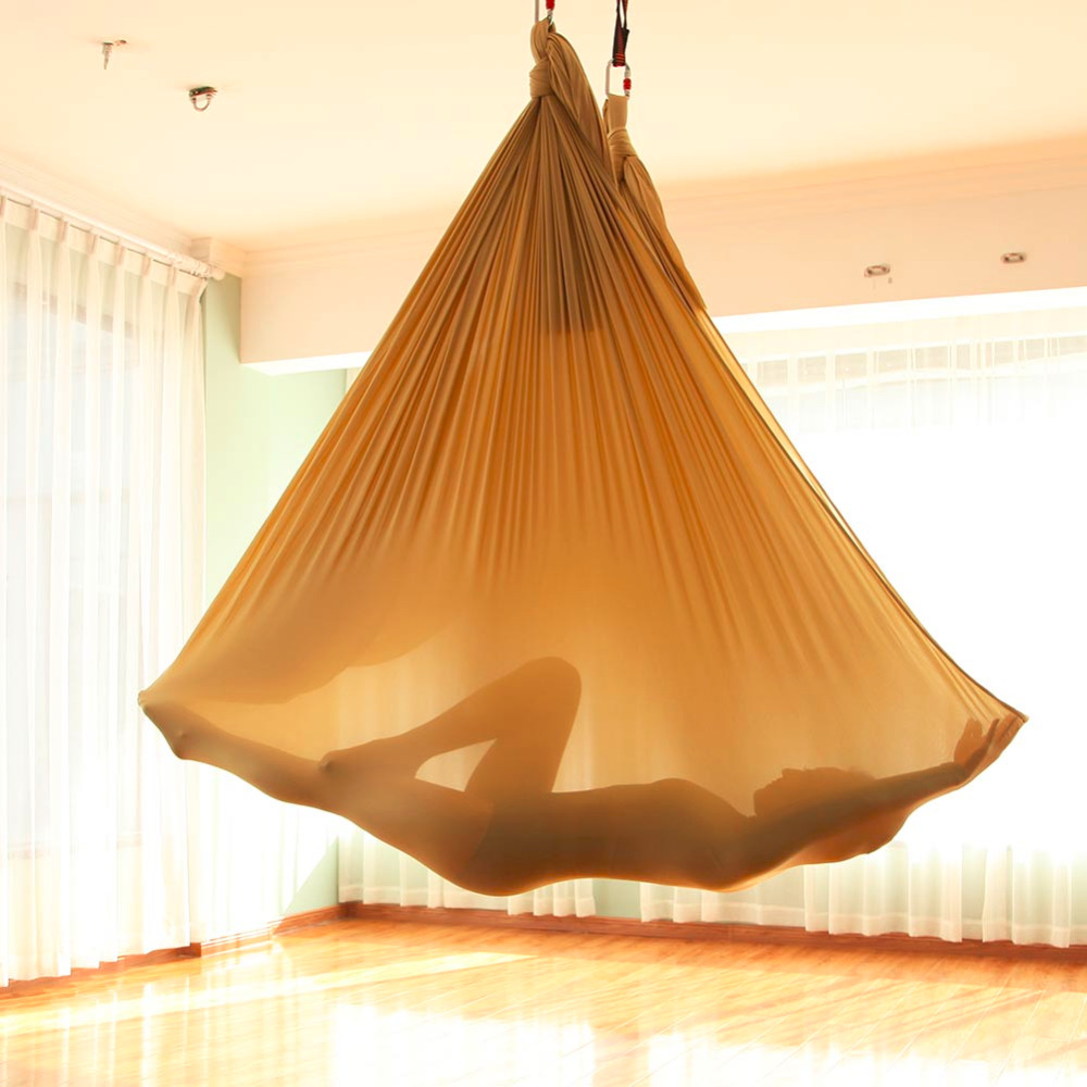 Yoga Trapeze Swing - 5*2.8M ฟิตเนสโยคะยืดผ้าไหม Anti-Gravity Aerial Yoga Swing
