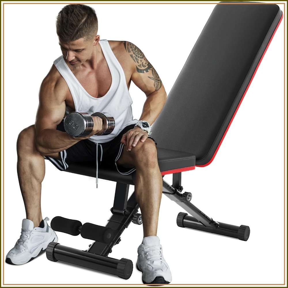 Home Gym Weight - ม้านั่งปรับน้ำหนักได้สำหรับการฝึกความแข็งแรงทั่วร่างกาย, ม้านั่งออกกำลังกายแบบพับได้พร้อมตำแหน่งปรับเอียงและราบ, รองรับน้ำหนักได้ 795 ปอนด์ สำหรับใช้ในบ้าน,