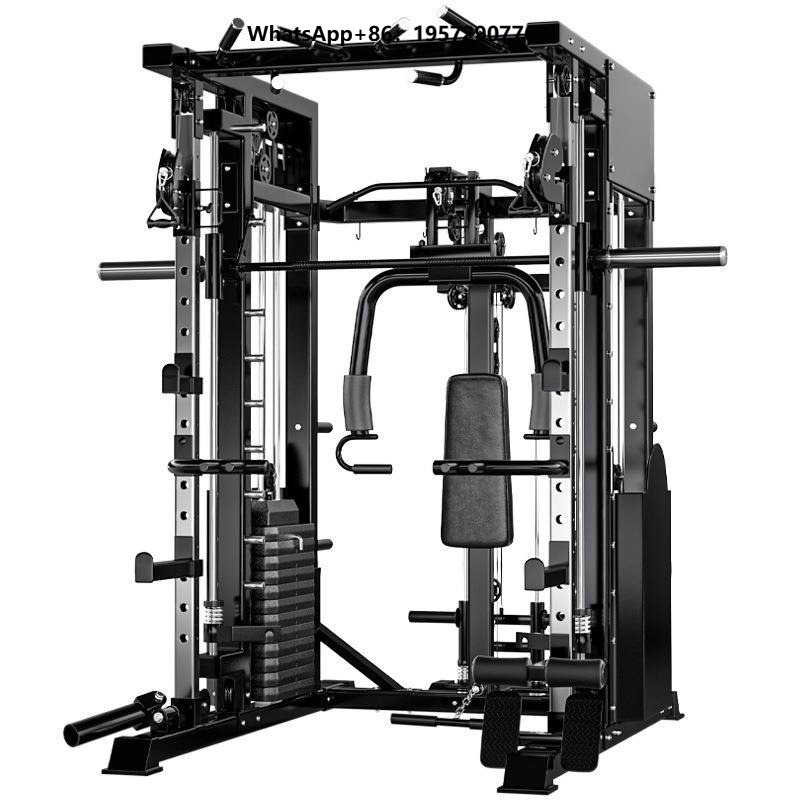 Home Gym Power Rack - เครื่องออกกำลังกายแบบมัลติฟังก์ชั่นสำหรับการฝึกซ้อมทั่วร่างกายที่บ้าน พร้อมฟังก์ชั่นครอสโอเวอร์ พาวเวอร์สควอทแร็ค และสมิธ
