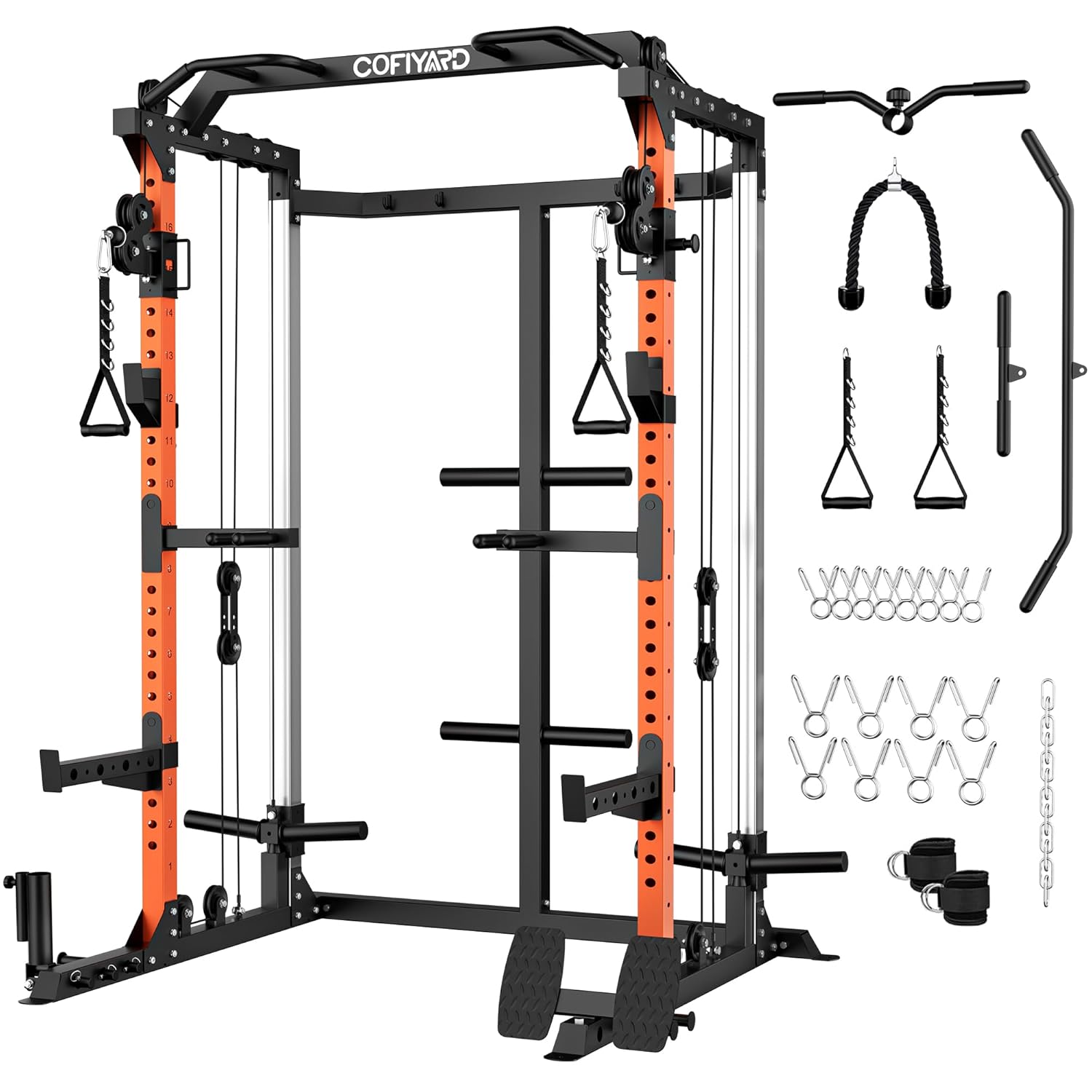Home Gym Cable Pulley System - เพาเวอร์เคจ, เพาเวอร์แร็คพร้อมระบบรอกคู่, มัลติฟังก์ชั่นสควอทแร็คพร้อมเคเบิลครอสโอเวอร์, เครื่องออกกำลังกายสำหรับโฮมยิม, แบบกำหนดเองได้