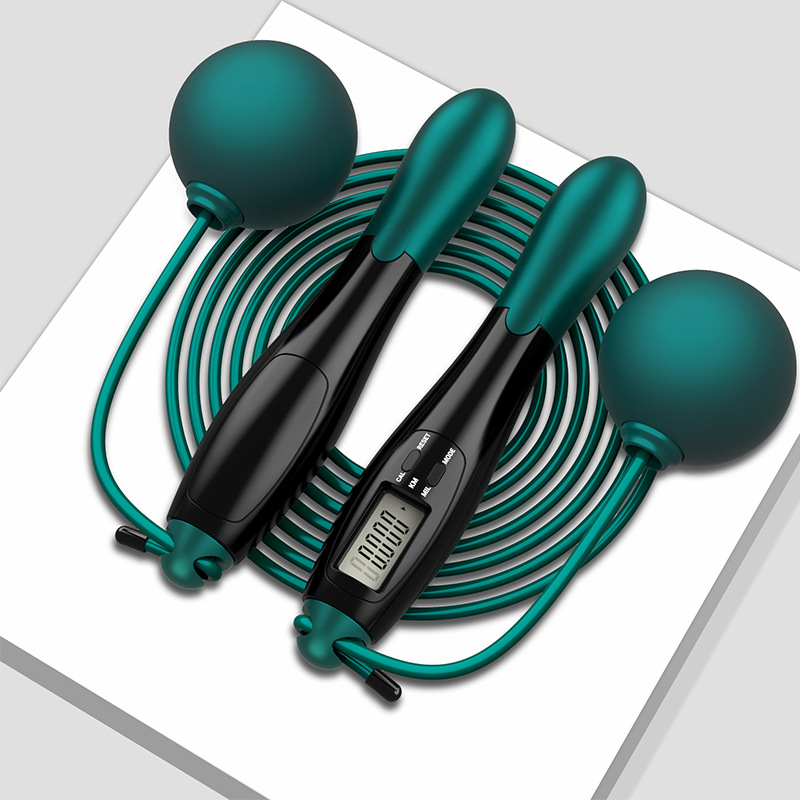Jump Rope Bearing - เชือกกระโดดแบบดิจิตอลปรับได้พร้อมสายเหล็กสำหรับออกกำลังกาย เชือกกระโดดความเร็วสูงสำหรับผู้ใหญ่ เด็ก ฝึกซ้อมที่บ้าน