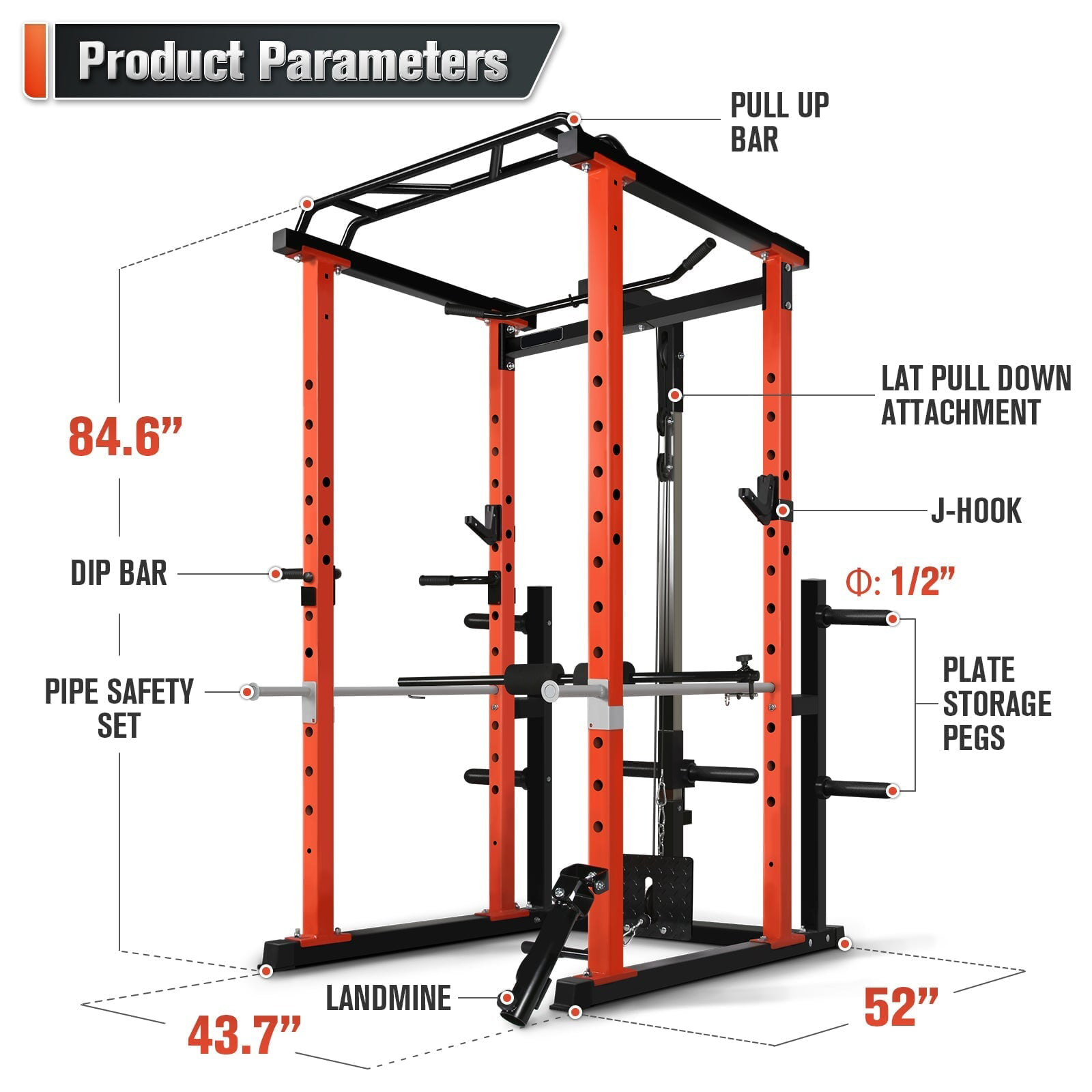 Home Gym Multifunctional - เครื่องออกกำลังกายแบบมัลติฟังก์ชั่นสำหรับใช้ในบ้าน พร้อมระบบดึงลง ระบบสควอทแร็ค และเครื่องฝึกความแข็งแรงสำหรับการออกกำลังกาย