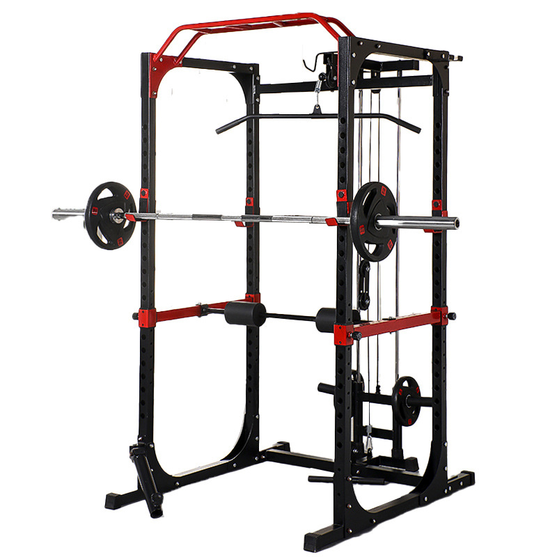Home Gym Power Rack - แร็คพาวเวอร์เคจสำหรับออกกำลังกายแบบมัลติฟังก์ชั่น พร้อมบาร์ดึงข้อแบบหลายจุด ปรับระดับความสูงได้ พร้อมราวจับนิรภัย สำหรับการฝึกความแข็งแรงในยิมที่บ้าน 1