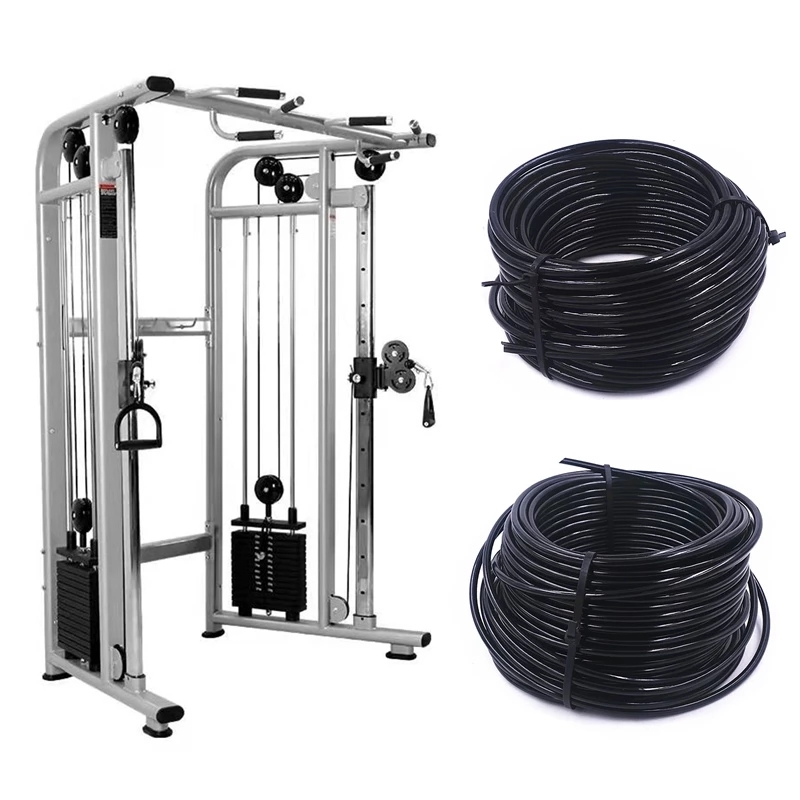 Cable Pulley System - 100 เมตร 4/5/6 มม.หนาบ้านยกน้ำหนักรอกออกกำลังกายยิมสายเคเบิลสแตนเลสลวดเชือกสีดำไนลอนเคลือบ
