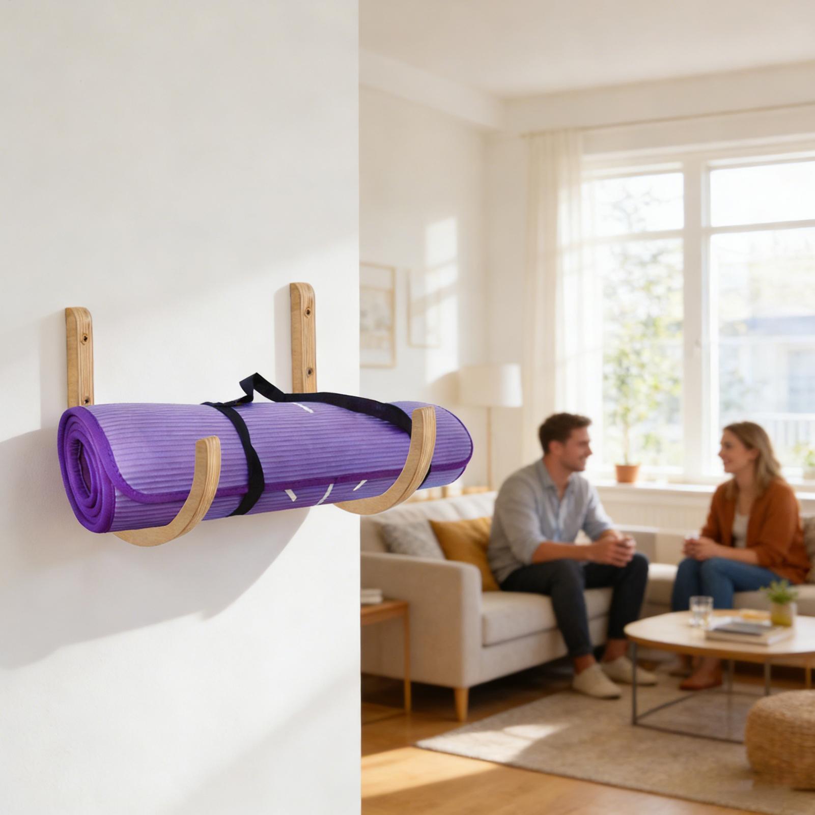 ที่วางเสื่อโยคะ 2 ชิ้น ทำจากไม - Home Gym Yoga Mat Storage บทวิจารณ์และราคา