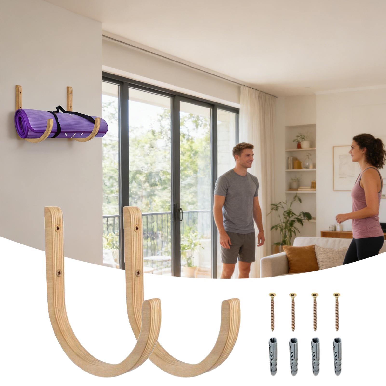 ที่วางเสื่อโยคะ 2 ชิ้น ทำจากไม - Home Gym Yoga Mat Storage บทวิจารณ์และราคา