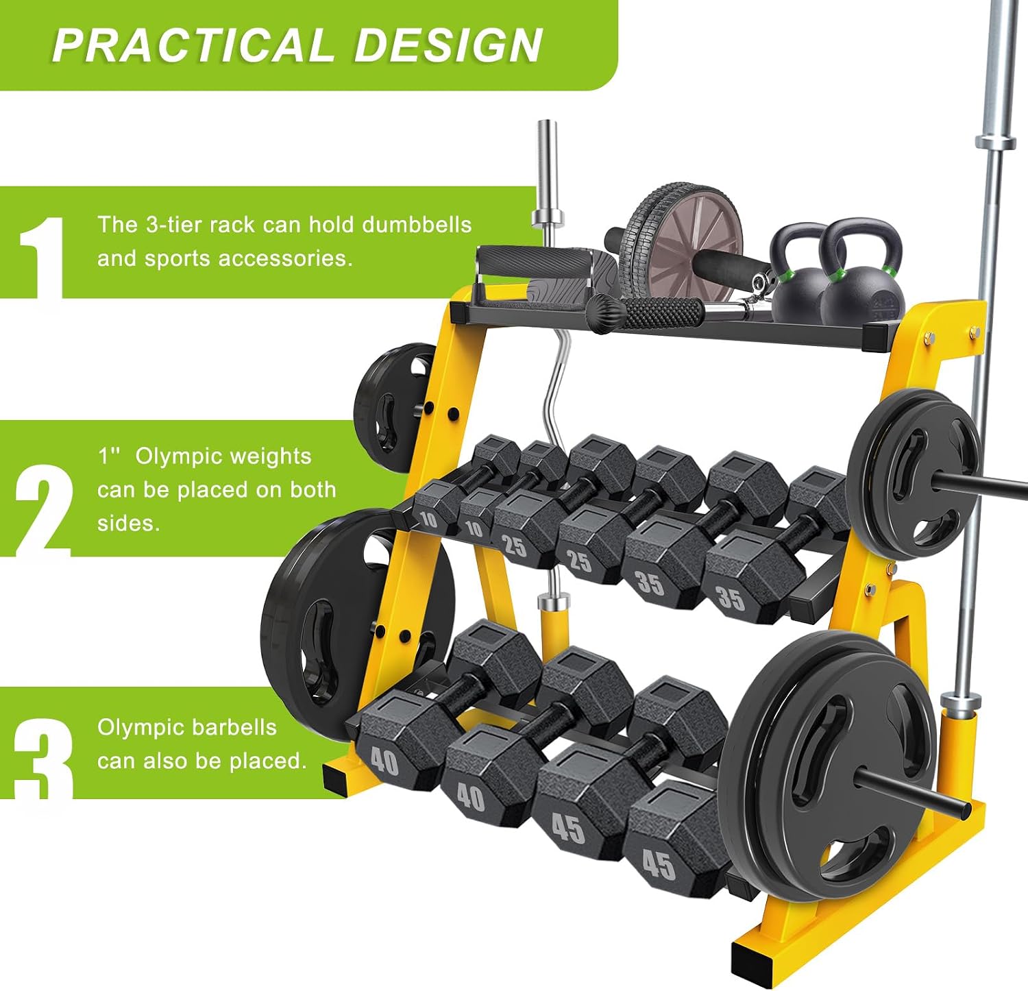 ชั้นวางดัมเบลแบบสามชั้นสำหรับง - Home Gym Yellow บทวิจารณ์และราคา
