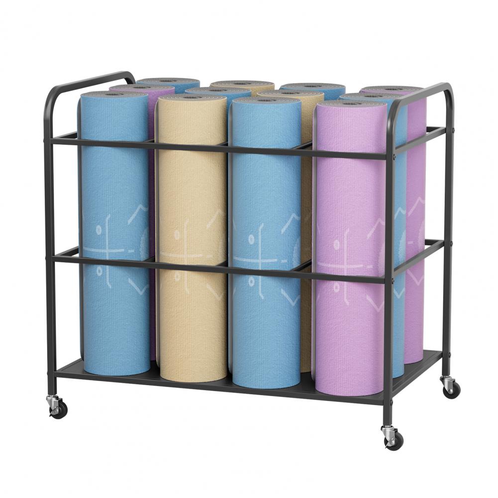ชั้นวางเสื่อโยคะพร้อมล้อเลื่อน - Home Gym Yoga Mat Storage บทวิจารณ์และราคา