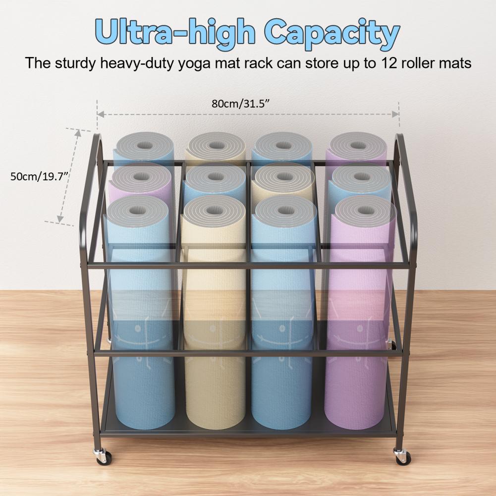 ชั้นวางเสื่อโยคะพร้อมล้อเลื่อน - Home Gym Yoga Mat Storage บทวิจารณ์และราคา