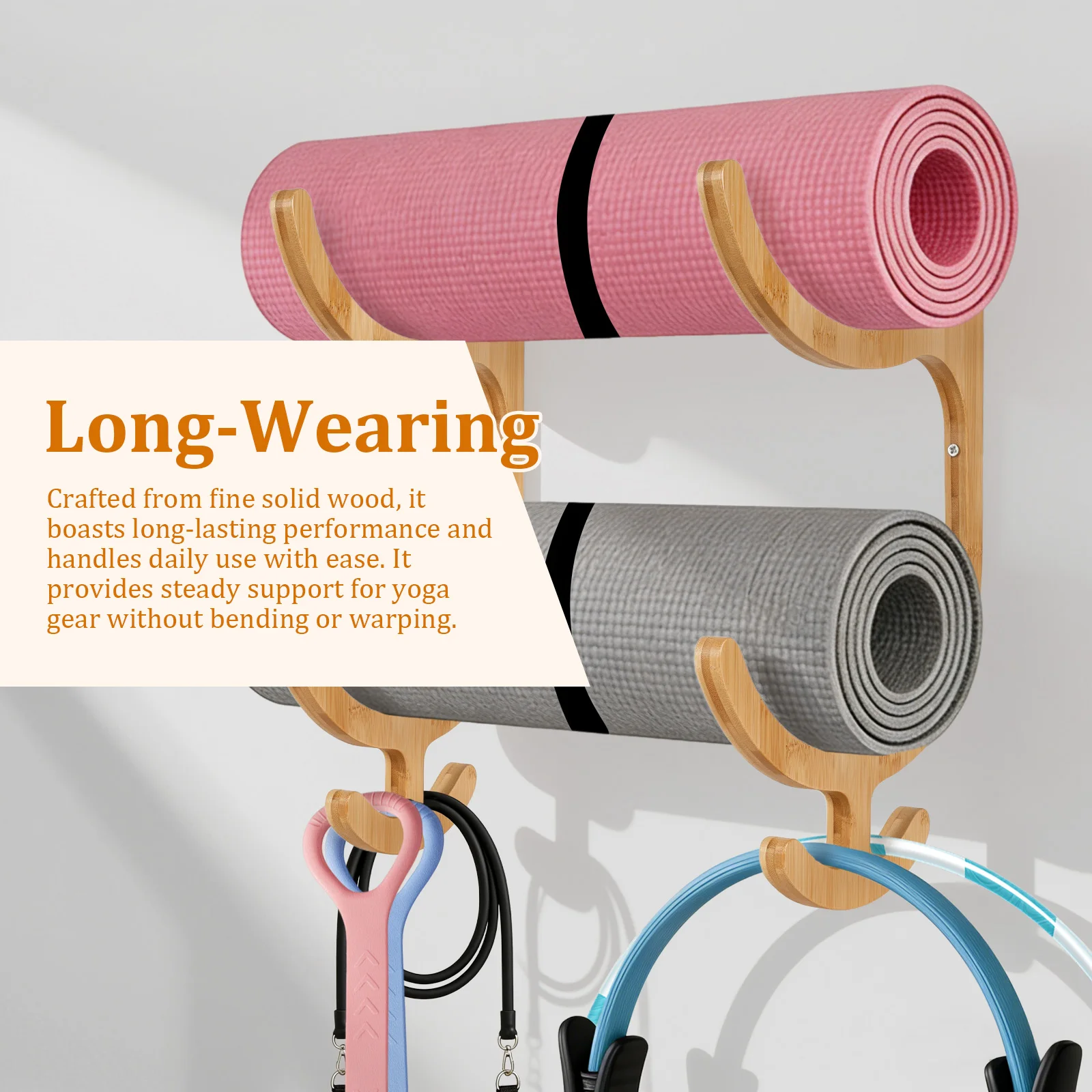 2 ชิ้น ที่วางเสื่อโยคะแบบติดผน - Home Gym Yoga Mat Storage บทวิจารณ์และราคา