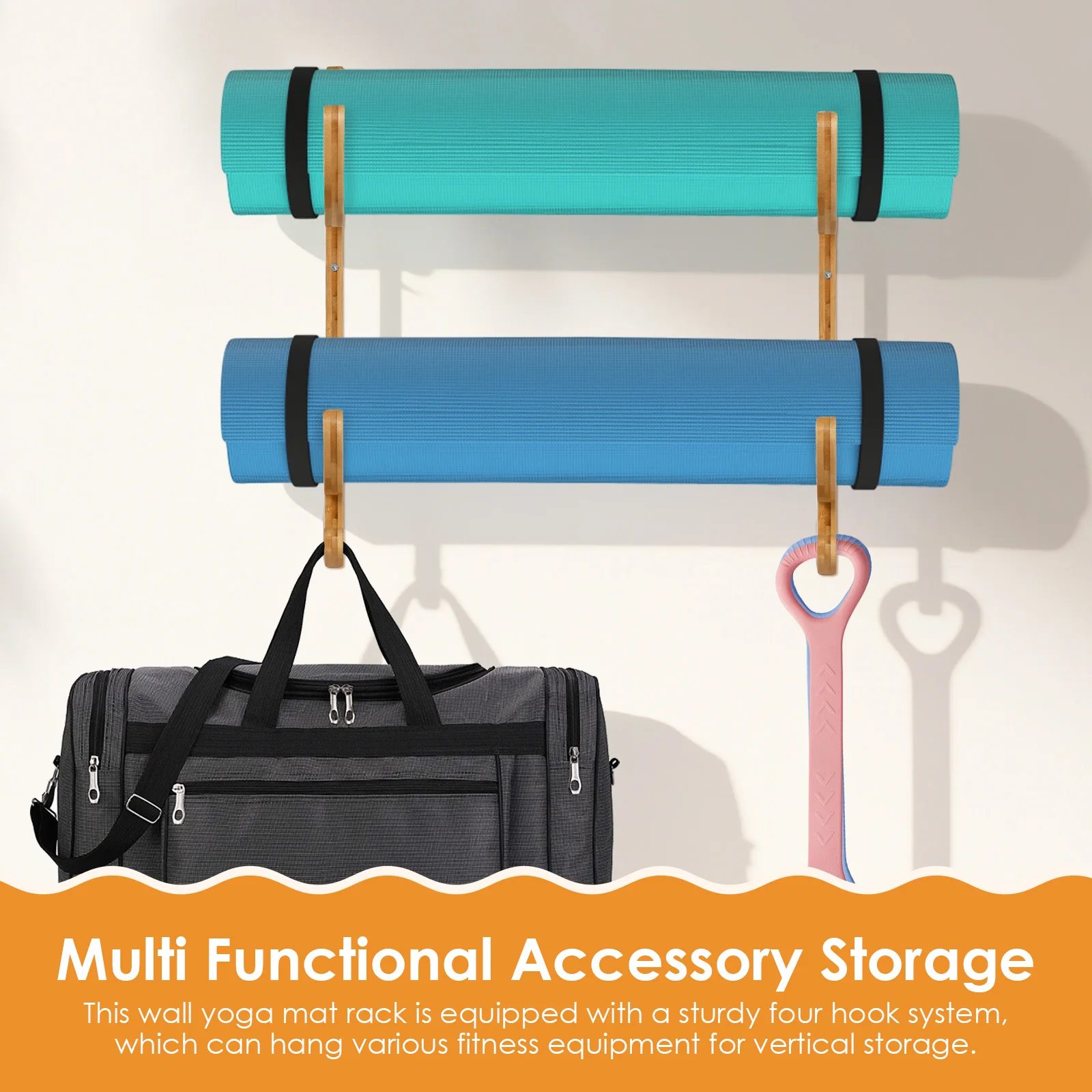 2 ชิ้น ที่วางเสื่อโยคะแบบติดผน - Home Gym Yoga Mat Storage บทวิจารณ์และราคา
